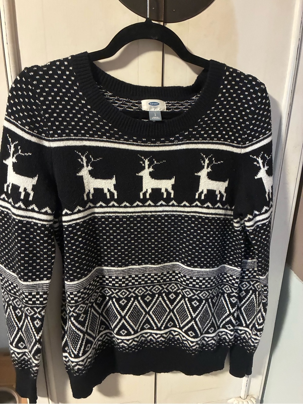Black and White Reindeer Pattern Sweater